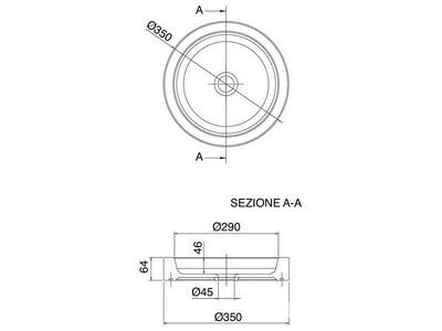 Раковина накладная на столешницу, круглая, 35х35хh6см, без отв.д/смесителя,   ZZ Scarabeo Bucket 8811