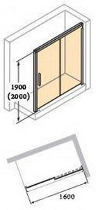 Дверь раздв.,с непод.cегм., д/ниши, 1600хh2003мм,вход слева 730мм, неподв.cегм,крепл. справа.(пр.глянц.хром, стек/проз.Anti-Plaque,Soft close/open) ZZ Huppe Huppe Aura elegance 401518 730 092 322