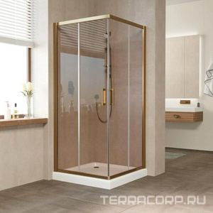 Душевое ограждение  110x110x190 см, двери раздвижные, БЕЗ поддона, профиль бронза, стекло бронза ZZ Vegas Glass ZA ZA 110 05 05