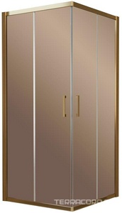 Душевое ограждение  110x110x190 см, двери раздвижные, БЕЗ поддона, профиль бронза, стекло бронза ZZ Vegas Glass ZA ZA 110 05 05