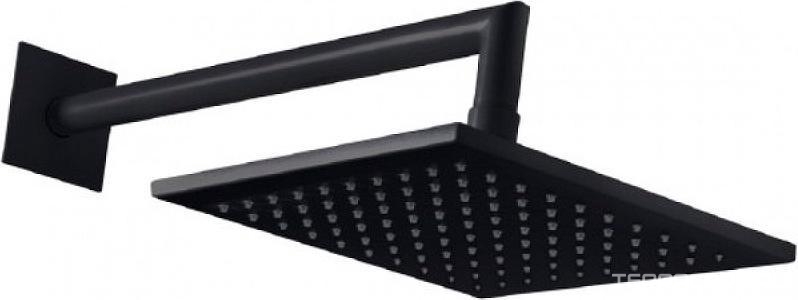 Душ верхний, стационарный, квадратный 300х300мм, G 1/2, антикальц., стеновой кронштейн 350мм, (латунь цв.черный матовый), Cezares ZZ Cezares Porta PORTA-TDDQ-30-NOP