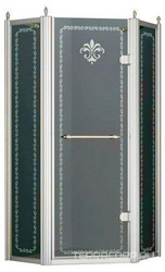 Душ. уголок 900х900хh1950мм,5-ти угольн.,расп.дверь петли справа,с 2мя неподв.сегм,вход 507мм,(ст.прозр. с матов.узором,6/8мм, фурн.цв.хром), Retro XX