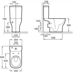 Унитаз безободковый напол ьный, в комплекте с тонким сиденьем, креплениями Jacob Delafon Elite E20997-00