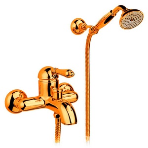 Смеситель для ванны, лейка, шланг, кронштейн в компл., (цв. бронза, ручка El Capitan),  ZZ Nicolazzi Classico 3401 BZ 75