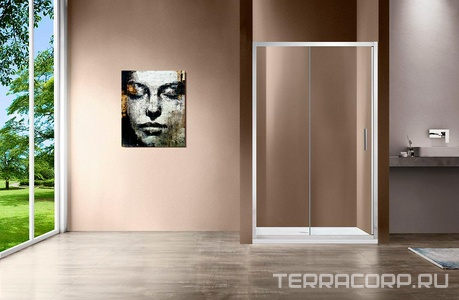 Дверь для душа, в нишу 1000хh1900мм, раздвижная, 1 дверь, 1 неподв.секция, правая/левая, (стекло прозрачное 6мм, фурн.цв.хром),  ZZ Vincea Garda VDS-1G100CL