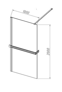 Душ.перегородка 900хh2000мм, (стекло тонированное 8мм Easy Clean, поперечн. укорач.кронштейн 1200мм, фурнит.цв.браш.золото),  ZZ Vincea Walk-In VSW-4HR900CGG