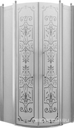 Душевое ограждение, 1/4 круга, R550, 900х900хh1950мм, 2 расп.двери с 2 неподв.сегм., (профиль цв. хром, стекло 6мм матовое.с прозр.рис), Malme ZZ
