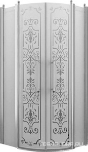 Душевое ограждение, 1/4 круга, R550, 900х900хh1950мм, 2 расп.двери с 2 неподв.сегм., (профиль цв. хром, стекло 6мм матовое.с прозр.рис),  ZZ Romance Collection Malme ML.R1.90.FGTP CR КЛАССИКА