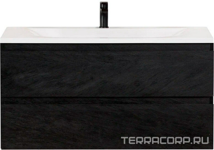 База под раковину подвесная с двумя выкатными ящиками,100x50x50см, без раковины, (цв.Nero),  ZZ Cezares Molveno MOLVENO-100-2C-SO-NR