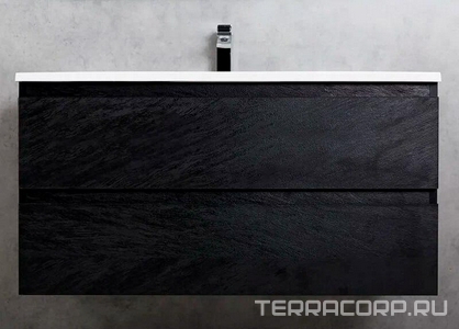 База под раковину подвесная с двумя выкатными ящиками,100x50x50см, без раковины, (цв.Nero),  ZZ Cezares Molveno MOLVENO-100-2C-SO-NR