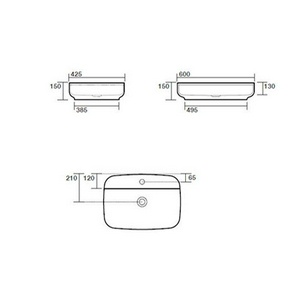 Раковина накладная 60х43хh15см, с 1 отв.д/смесит., без перелива,  ZZ Kerasan Tribeca 514001