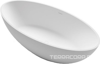 Ванна 1800х850хh500мм, отдельностоящая, литой камень SOLID SURFACE (цв.белый глянец), слив цв.хром в компл., Carezza ZZ