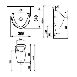 Писсуар , наружный подвод воды, БЕЗ сифона, белый ZZ Jika Golem 430610000001