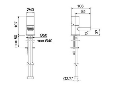 Смеситель для биде, БЕЗ д/к, (цв.хром),  ZZ 3M NANOtech 5411 СС