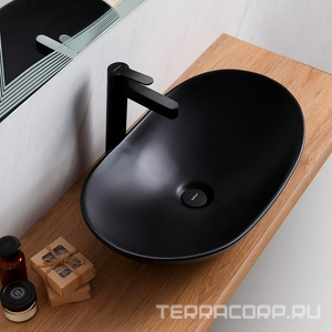 Раковина накладная керамическая, овальная 605x370xh150мм, без отверстия для смесителя, без перелива, (цв.матовый черный), BelBagno ZZ BelBagno Универсал BB1404-H301