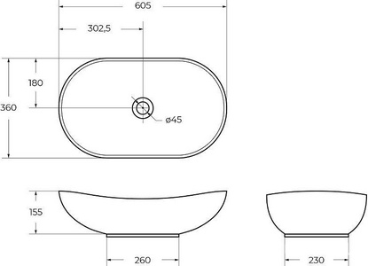 Раковина накладная керамическая, овальная 605x370xh150мм, без отверстия для смесителя, без перелива, (цв.матовый черный), BelBagno ZZ BelBagno Универсал BB1404-H301