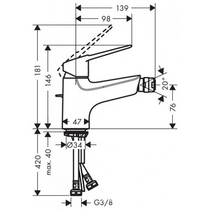 Смеситель для биде, с д/к, ручка петля, (цв.хром),  ZZ Hansgrohe Novus Loop 71233000