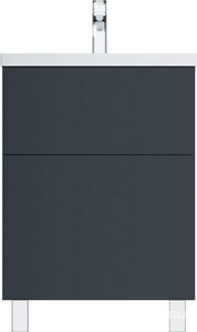 Тумба под раковину , напольная, 60 см, 2 ящика push-to-open, цвет графит матовый ZZ AMPM Gem M90FSX06022GM32