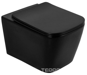 Унитаз подвесной, безободковый, 520х360мм, без сиденья, крепеж в компл., (цв.черный матовый),  ZZ BelBagno Ardente-C BB3202CHR-MB