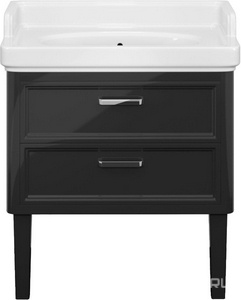 Тумба напольная "" 80см, 2 ящика, БЕЗ раковины, цв.черный глянец XX Kerama Marazzi Pompei PO.80.2\BLK