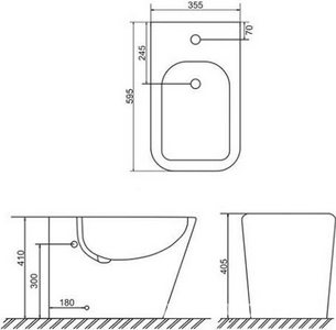 Биде напольное CUBE, цв. белый, ZZ Sole Cube УТ000041074