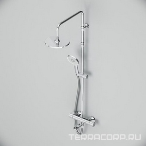 Душевая стойка с изливом и термостатом (душевой шланг, ручной + верхний душ) цв.хром AMPM X-Joy F0785A500