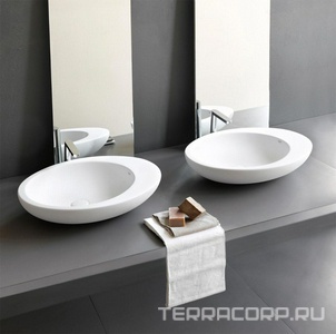 Раковина накладная на стол, овальная 60х45хh14,5мм, без отв.д/смес, без перелива и пробки слива, (цв.Gloss White),  ZZ Ceramica Cielo Le Giare LGLA60 (Gloss White)