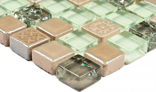 Мозаика Bonaparte Мозаика стеклянная с камнем Plaza  (15x15x8) 30x30 Комбинированный 