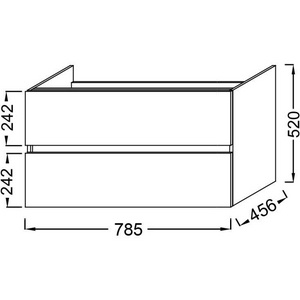 Тумба подвесная  под раковину, 2 ящика /80/(белый глянцевый) (БЕЗ раковины) ZZ Jacob Delafon TOLBIAC EB2382-J5