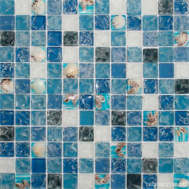 Мозаика Мастера Керамики Glass Мозаика SZ002 (чип 23x23) ZZ30х30 Голубой, фото 3
