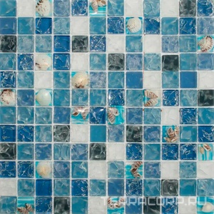 Мозаика Мастера Керамики Glass Мозаика SZ002 (чип 23x23) ZZ30х30 Голубой 