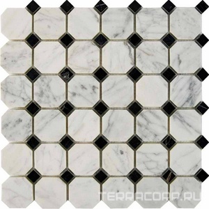 Мозаика Мастера Керамики Glass 209 Bianca Carrara Nero Marquina (чип 48x48) 30,5х30,5 n/a 