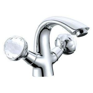 Смеситель для раковины  Presente, двуручковый, БЕЗ д/к, с гибк.подводками, хром+Swarovski ZZ Boheme Brillante 351