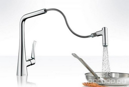 Смеситель для кухни, 320, с вытяжным душем, 1jet, (цв.хром),  M71 ZZ Hansgrohe Metris Select 14884000