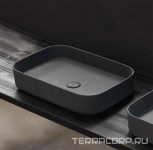 Раковина накладная на стол, прямоугольная 60х40хh12,5мм, без отв.д/смес, без перелива и пробки слива, (цв.Basalto),  ZZ Ceramica Cielo Shui Comfort SHCOLAR60 (BA) Le Terre di Cielo