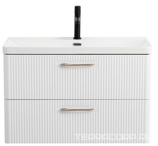 База под раковину подвесная с двумя выкатными ящиками, 800х422х500мм, без ручек и раковины, (цв.Bianco Lucido),  ZZ BelBagno Due DUE-800-2C-SO-BL-P