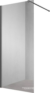 Душевая перегородка 600хh2000мм, правая/левая, (стекло прозрачное 8мм, поперечн. укорачиваем.кронштейн 1200мм, фурнит. цв.вороненая сталь),  ZZ Vincea Walk-In VSW-1H600CLGM