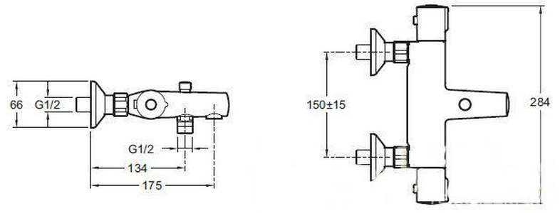 Смеситель для ванны и душа c термостатом, с установ.комплектом, БЕЗ аксессуаров Jacob Delafon July E45714-CP