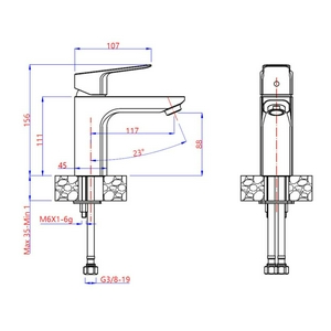 Смеситель для раковины без д/к, цвет черный  ZZ Paini Torre 98YO205