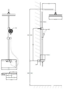 Смеситель-термостат для душа, со стационарным верхн.душем 30см., душевая лейка, шланг в компл., (цв.вороненая сталь),  Vincea Inspire VSFS-3I12TGM