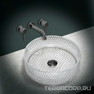 Раковина накладная 400х400х125мм, без отверстия для смесителя, без перелива, (стекло цв.прозрачный), Vincea ZZ Vincea Раковины VBS-5GL01