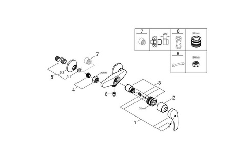 Смеситель для душа однорычажный, хром ZZ Grohe Eurosmart 33555002