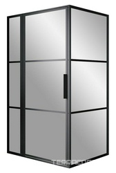 Душевой уголок 1200х1000хh2000мм, прямоуг., правый/левый, распашная дверь, (стекло прозрачное 6мм, фурн.цв.черный), Grid ZZ