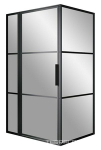 Душевой уголок 1200х1000хh2000мм, прямоуг., правый/левый, распашная дверь, (стекло прозрачное 6мм, фурн.цв.черный),  ZZ Riho Grid GB203 1200 x 1000 x 2000