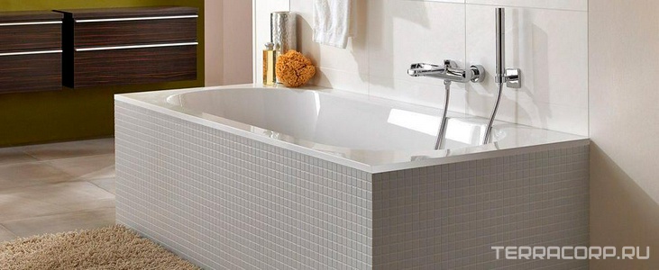 Ванна 1700х700хh450мм, (кварил цв.белый), без отверст.перелива, сверло, ножки пласт. h145-180мм в комп, (без удлинённого слива-перелива),  Villeroy & Boch Oberon UBQ177OBE2V-01