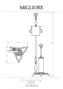 Ерш напольный, совмещенный с держателем для т/б, h99см, (цв.бронза),  ZZ Migliore Elisabetta 17011