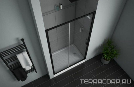 Душевая дверь в нишу Bravat , раздвижная, 120х200х59.7, стело прозрачное, профиль черный ZZ Bravat Blackline BD120.4101B