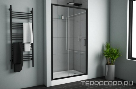 Душевая дверь в нишу Bravat , раздвижная, 120х200х59.7, стело прозрачное, профиль черный ZZ Bravat Blackline BD120.4101B