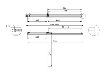 Дверь в нишу 1000хh1950мм, распашная с неподв. сегментом, вход справа/слева, (стекло прозр. 6мм, фурнит.цв.хром),  ZZ Cezares Urban URBAN-B-12-100-C-CR