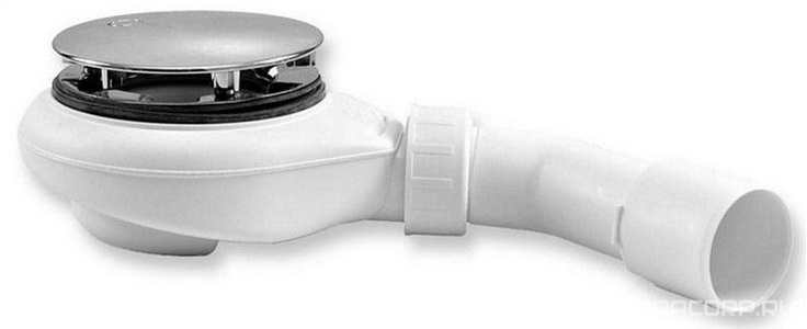 Оборудование гориз. cлива для душ. поддона, крышка цв.хром, до 0,5л/сек, сифон h 40мм, в сборе 53мм,  ZZ Huppe Huppe EasyStep 215483R91